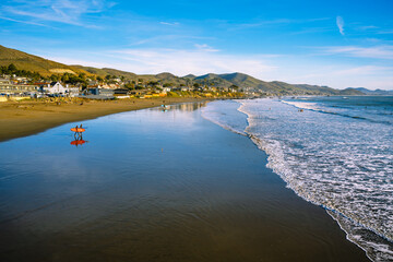 Cayucos beach on California's central coast. Cayucos is a charming little beach town popular for its great beaches
