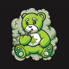 Bear doll Smoking weed marijuana Cartoon