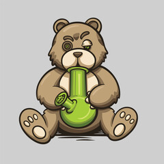 Bear Bongs Smoke Marijuana Cartoon