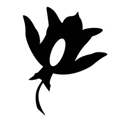 Obraz premium Black flower silhouette. Flower silhouette illustration on transparent background.