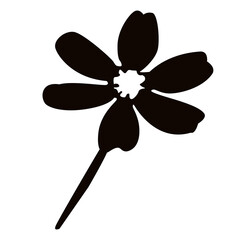 Black flower silhouette. Flower silhouette illustration on transparent background.