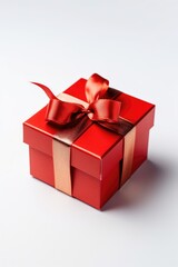 Top view gift box with isolated white background. Generative AI