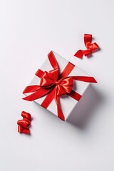 Top view gift box with isolated white background. Generative AI