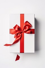 Top view gift box with isolated white background. Generative AI