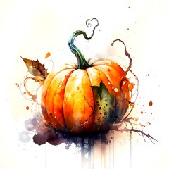 Fototapeta na wymiar Pumpkin watercolor, generative ai