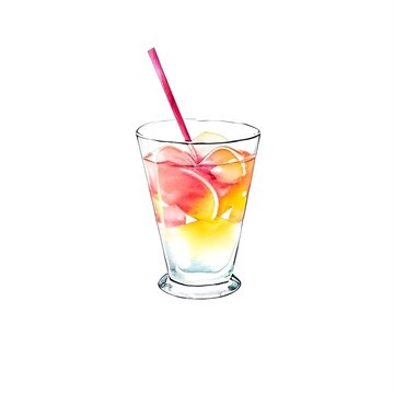 Watercolor ice tea isolated, generative ai