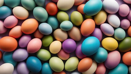 Fototapeta premium Lots of colorful Easter eggs, pattern, background, illustration