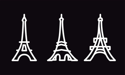 Set of icons, elements, eiffel tower silhouette