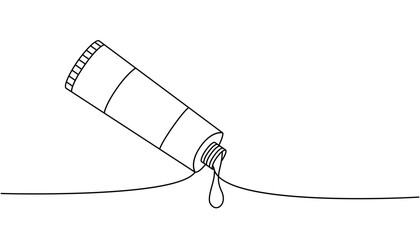 Cosmetic tube, cosmetic cream one line continuous drawing. Makeup and beauty tools continuous one line illustration. Vector linear illustration.