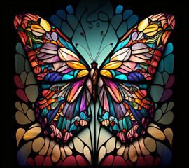 Colorful Butterfly Stained Glass Design
