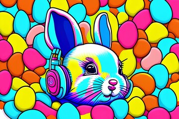 easter bunny with eggs- Generate AI