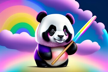 Panda with a rainbow - Generate AI