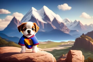 dog in the mountains - Generate AI