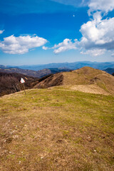 The path to the top of Monte Antola; it is a small peak on the border between Piedmont and Liguria (Northern Italy), and is a renowned trekking destination.