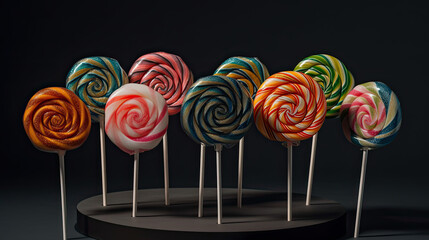 Selection of Colorful Lollipops on Stick - Sweet Treats for Generative AI
