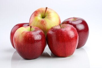 Red Apples, Multiple apples on white background, Apples, generative ai, Fresh tasty fruit