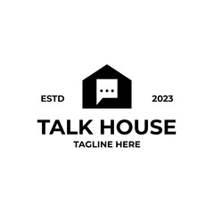Vector talk or chat house logo design concept illustration idea