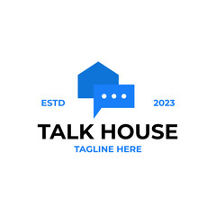 Vector talk or chat house logo design concept illustration idea