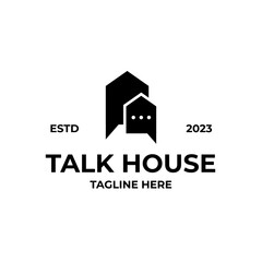 Vector talk or chat house logo design concept illustration idea