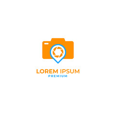 Obraz premium Vector pin photo camera logo design concept illustration idea