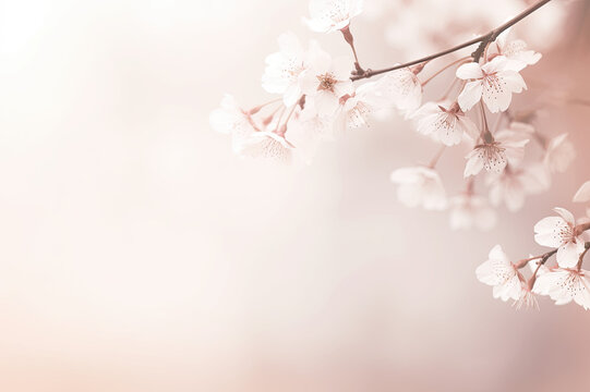 Floral spring abstract background of cherry blossoms created with Generative AI technology