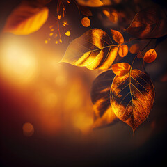 fall background with autumn leaves and sunlight Generative AI