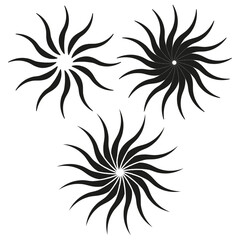 Radial twisted motif, abstract graphic. Editable vector. Vector illustration.