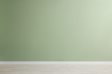 Empty room with green wall and wooden floor - obrazy, fototapety, plakaty