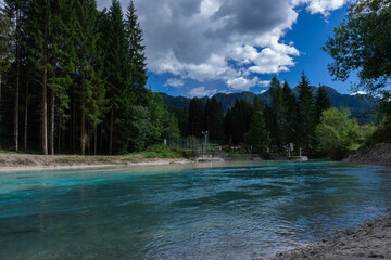 Clear lake in a natural park in the mountains