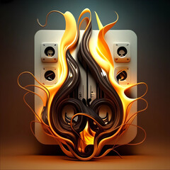 "Melodic Flames: Serene and Elegant Illustration of Music and Fire for Your Music Website"genearitve ai

