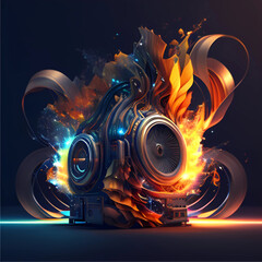 "Melodic Flames: Serene and Elegant Illustration of Music and Fire for Your Music Website"genearitve ai
