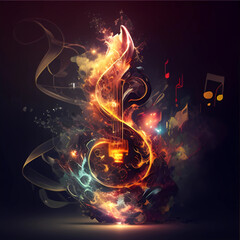 "Melodic Flames: Serene and Elegant Illustration of Music and Fire for Your Music Website"genearitve ai
