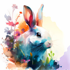 Bunny Bliss: Serene and Calming Illustration of a Peaceful Rabbit, generative ai
