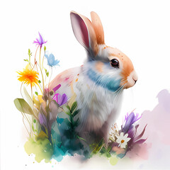 Bunny Bliss: Serene and Calming Illustration of a Peaceful Rabbit, generative ai
