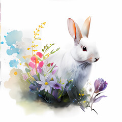 Bunny Bliss: Serene and Calming Illustration of a Peaceful Rabbit, generative ai
