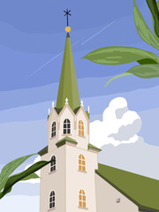 Easter church scene - Religion concept illustration