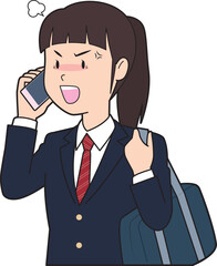 電話で怒る女子高生