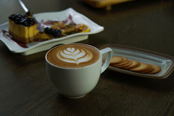 Hot latte in a warm atmosphere