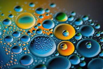 water droplets on a surface captured in close-up. Generative AI