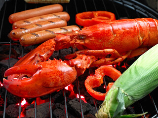 Cooking Lobster on BBQ Grill