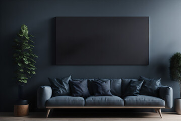interior living room wall mockup - 3d rendering, 3d illustration, generative ai