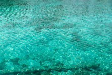 Crystal clear turquoise sea off the coast of the Netherlands Antilles.