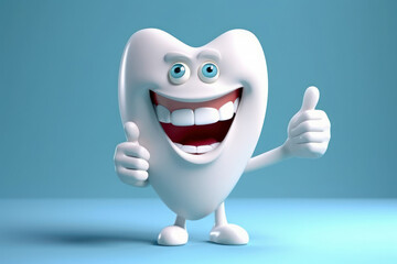 Happy white tooth on a medical background. AI generated, human enhanced.