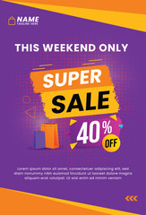 Fototapeta premium Sale Poster weekend sale Templete discount upto 40% off sale flyer