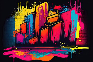 colorful cityscape with a rainbow splash. Generative AI