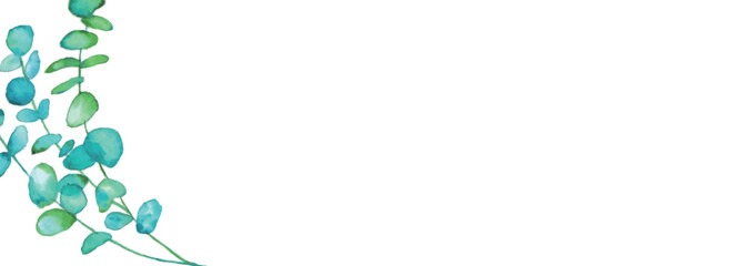 Obraz premium 水彩画。水彩タッチの草木ベクターフレーム。草木のエコ背景。緑の植物装飾。Watercolor painting. Grass and trees vector frame with watercolor touch. Grass tree eco background. Green plant decoration.