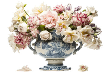 Obraz na płótnie Canvas vase of flowers isolated on transparent background, generative ai