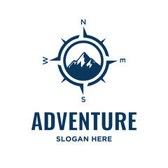 Adventure logo design. mountain and compass combination concept © Alfaza Std.