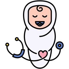 Pediatrics Icon, Line Filled Icon Style, Children Health Care Symbol Vector Stock.