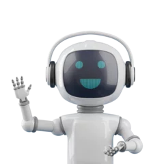Fotobehang Friendly cartoon style chat robot waving hello. 3d illustration. © jroballo